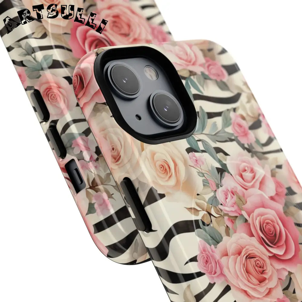 JAKKOUTTHEBXX Pink Floral Zebra MagSafe iPhone Case 2025