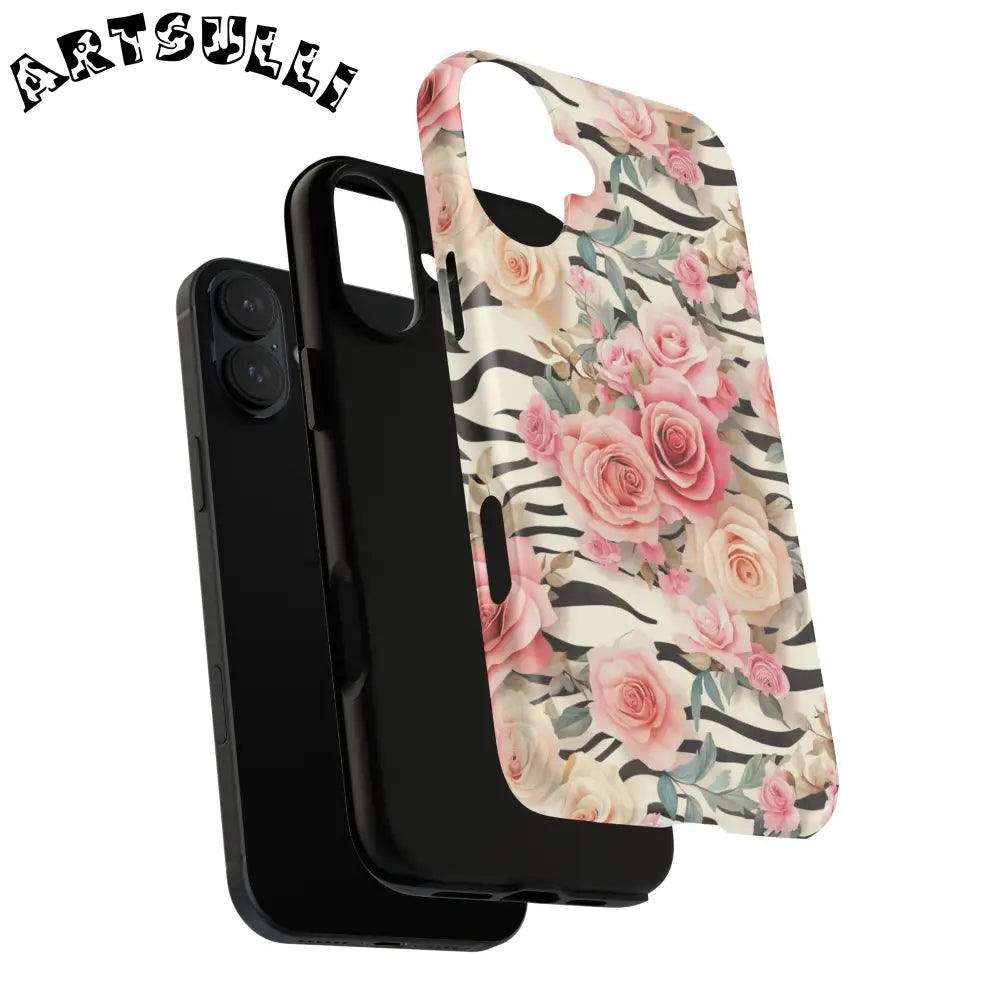 JAKKOUTTHEBXX Pink Floral Zebra MagSafe iPhone Case 2025