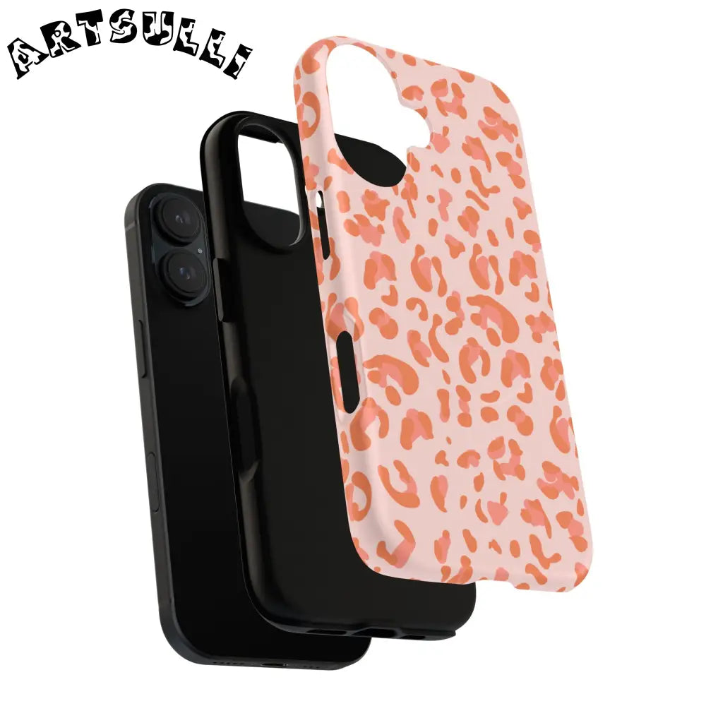 JAKKOUTTHEBXX Pink and Orange Leopard MagSafe iPhone Case 2025