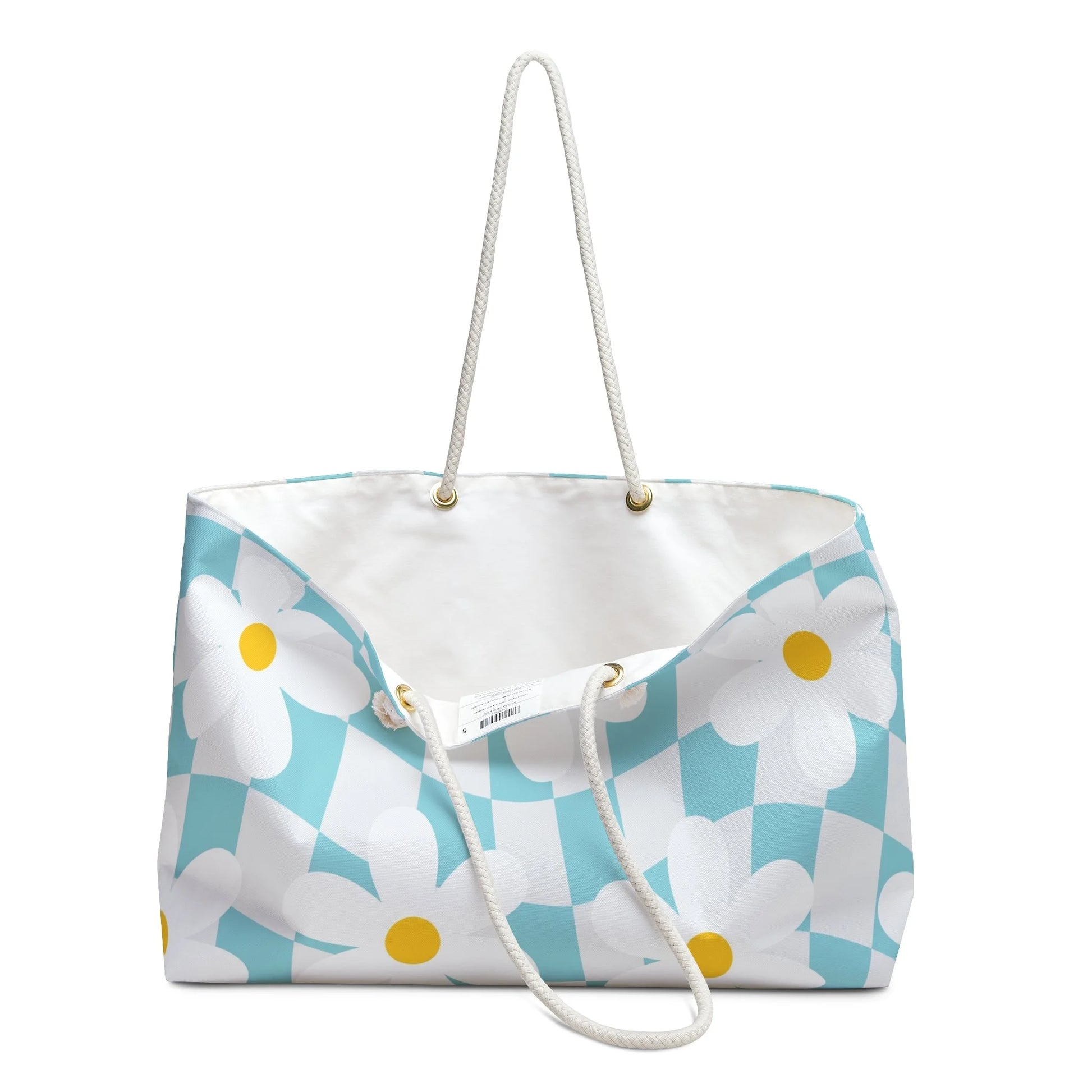 Trippy Check Garden Oversized Weekender Tote, Artsulli - Art is Long, Life is Short, Bags, , , , , , , 