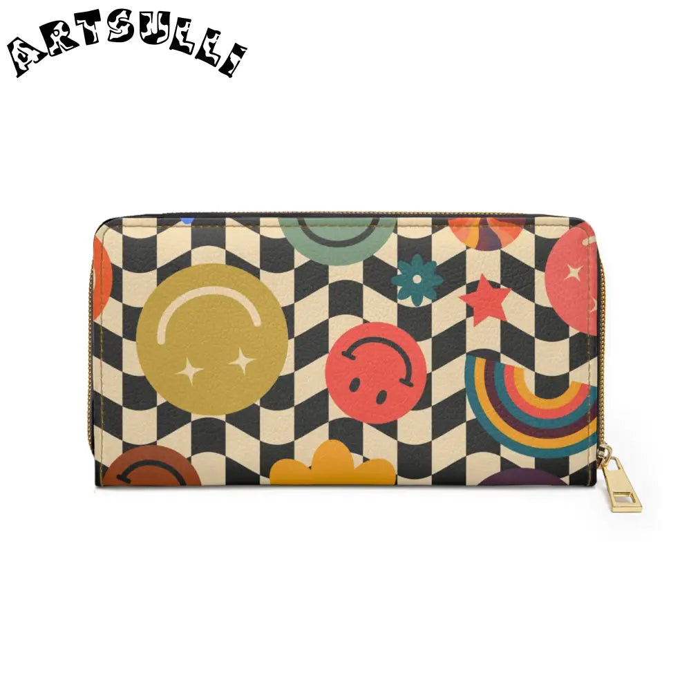 Trippy Checkerboard Smiley Wallet, Artsulli - Art is Long, Life is Short, Accessories, , , , , , , 