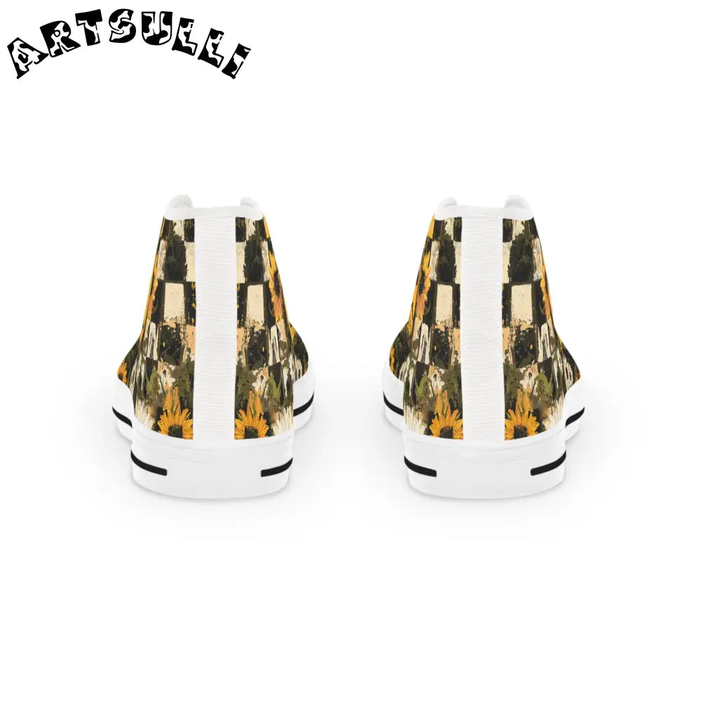 Trippy Sunflowers Face High-Top Sneakers, Artsulli - Art is Long, Life is Short, Shoes, , , , , , , 