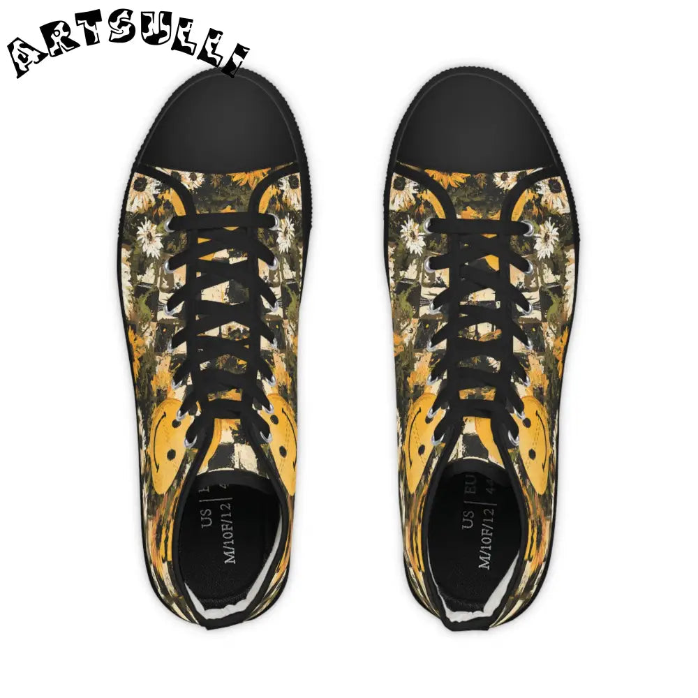 Trippy Sunflowers Face High-Top Sneakers, Artsulli - Art is Long, Life is Short, Shoes, , , , , , , 