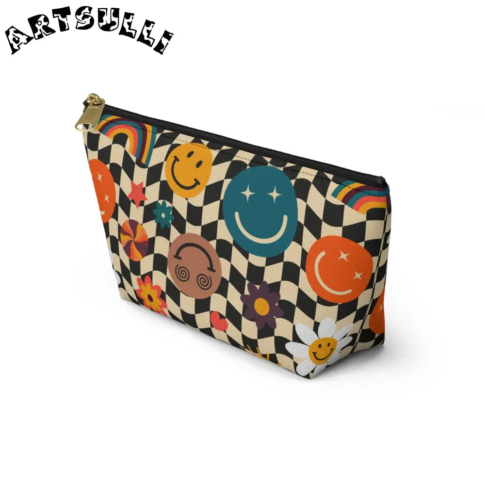 Trippy Wavy Checkerboard x Smiley Pouch, Artsulli - Art is Long, Life is Short, Bags, , , , , , , 
