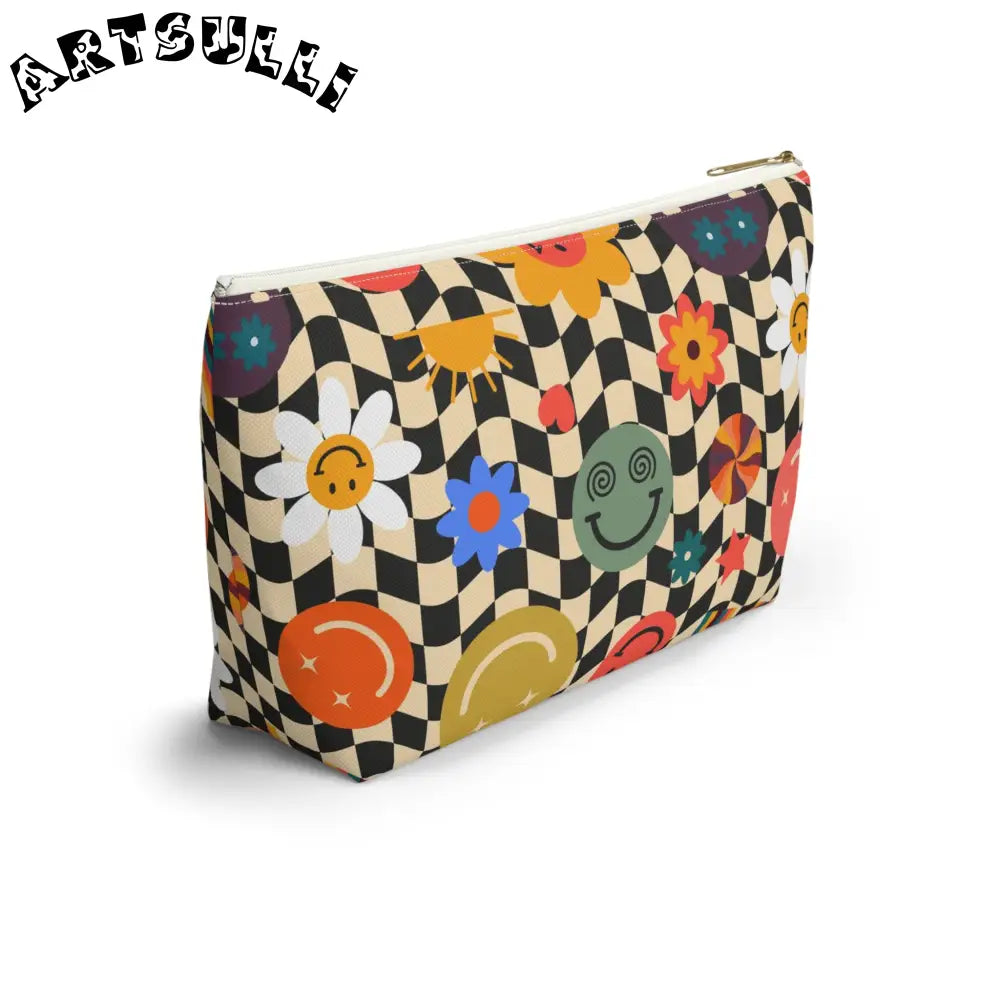 Trippy Wavy Checkerboard x Smiley Pouch, Artsulli - Art is Long, Life is Short, Bags, , , , , , , 