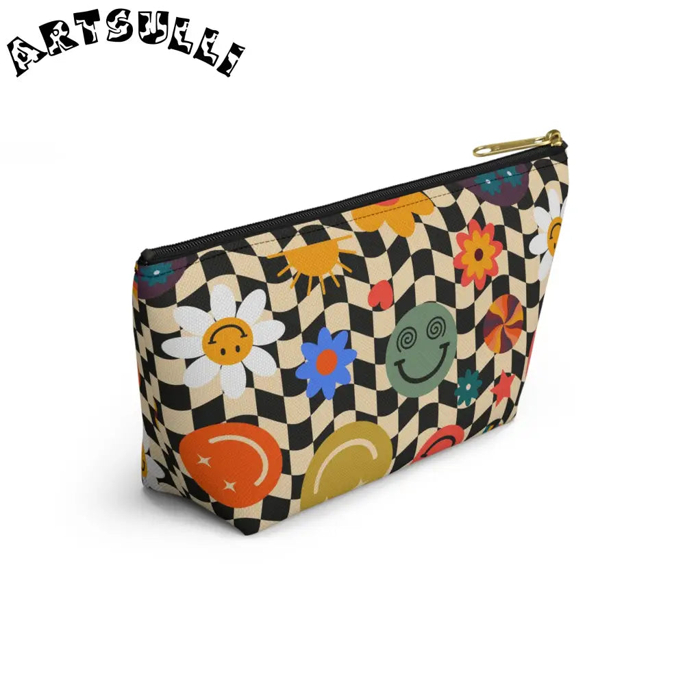 Trippy Wavy Checkerboard x Smiley Pouch, Artsulli - Art is Long, Life is Short, Bags, , , , , , , 