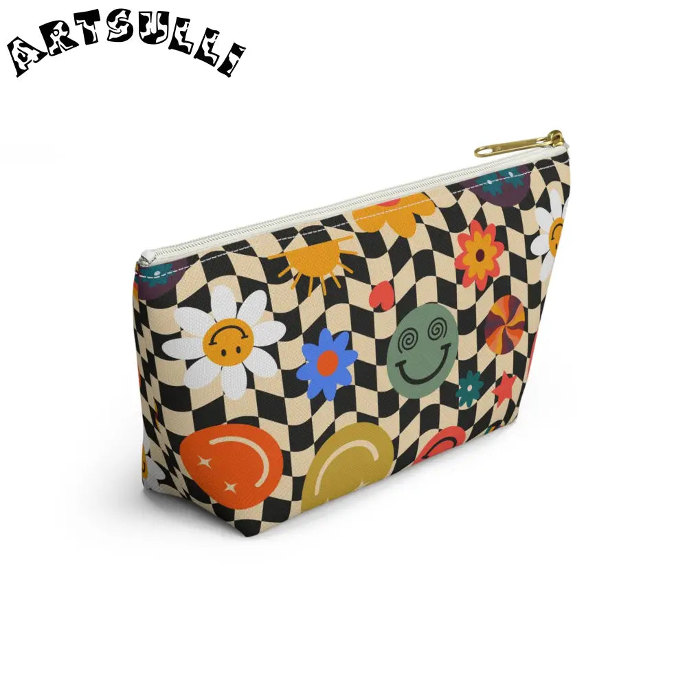 Trippy Wavy Checkerboard x Smiley Pouch, Artsulli - Art is Long, Life is Short, Bags, , , , , , , 