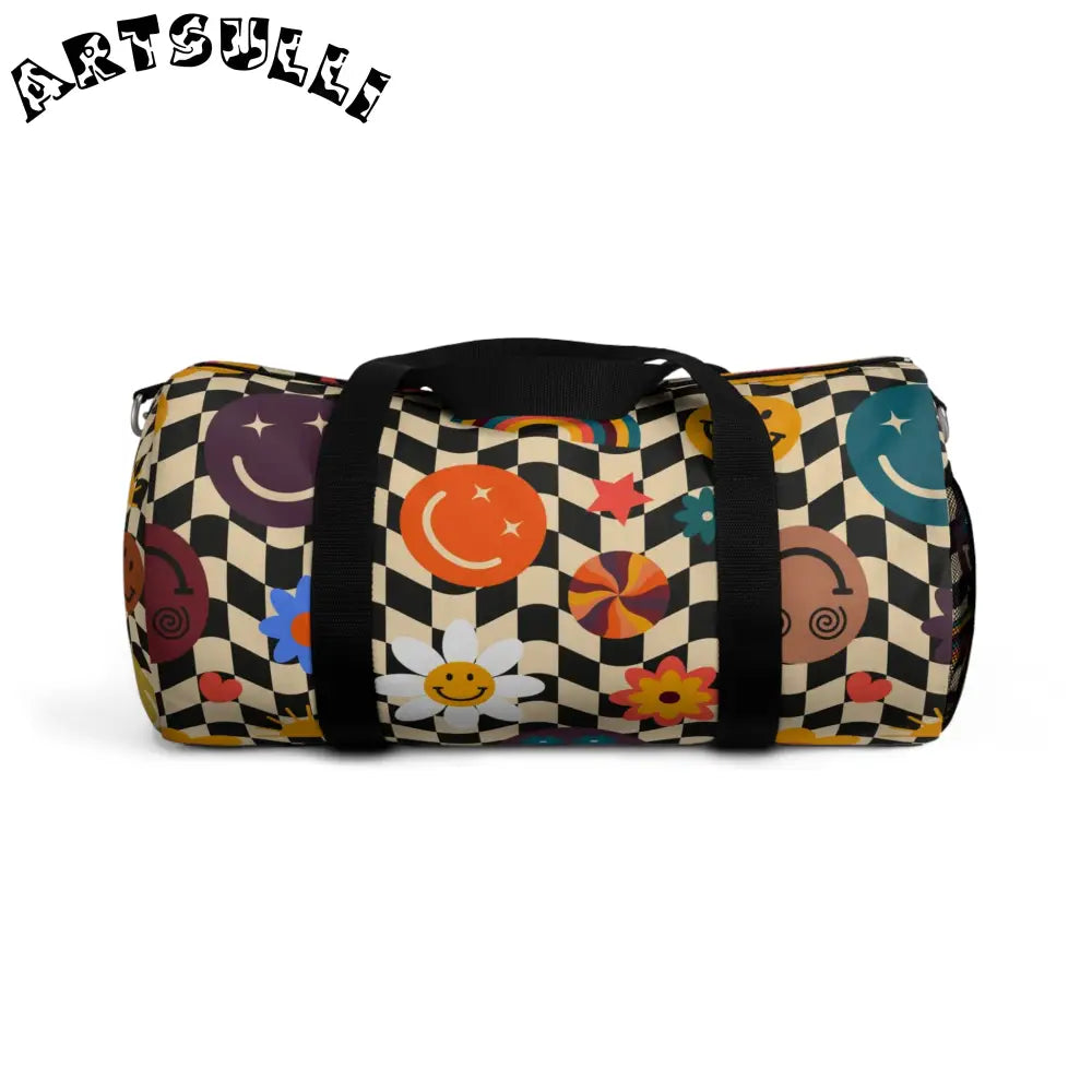 Trippy x Wavy Checkerboard Duffel Bag, Artsulli - Art is Long, Life is Short, Bags, Size, Small, , , , , 18097201438963698651