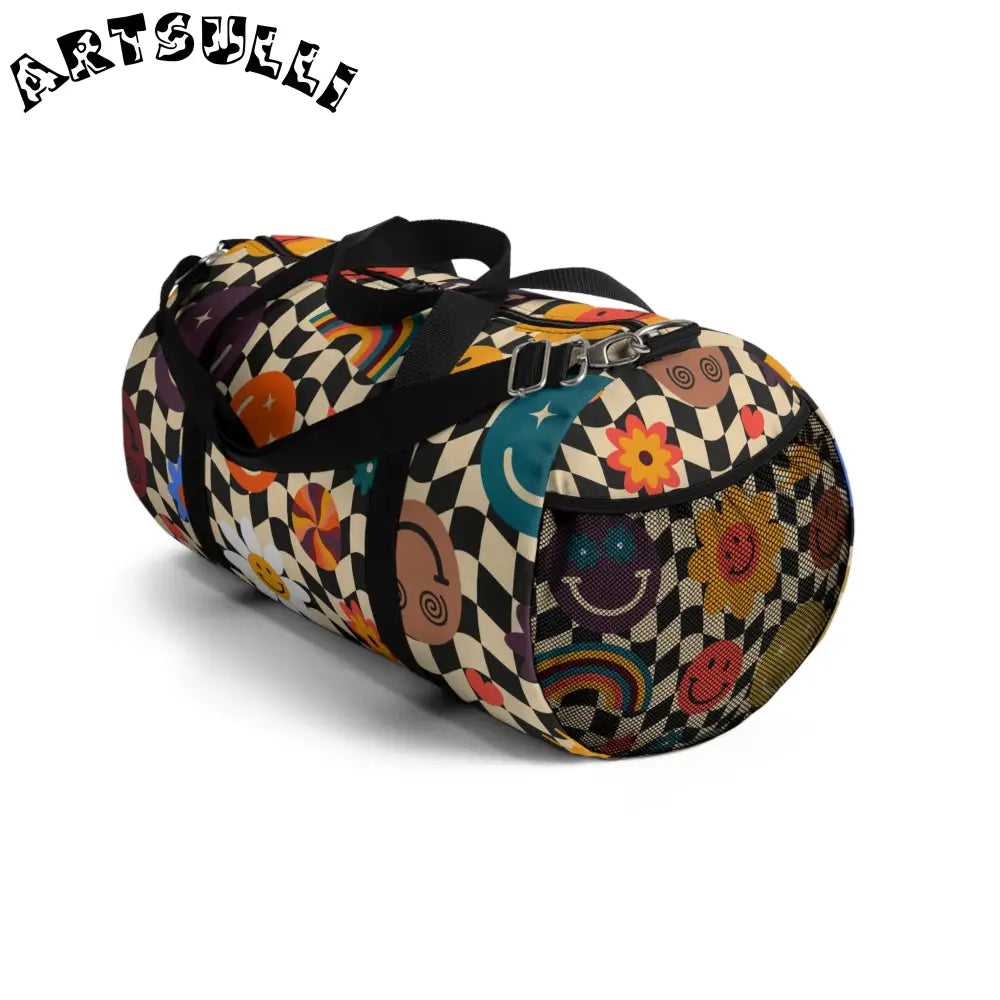 Trippy x Wavy Checkerboard Duffel Bag, Artsulli - Art is Long, Life is Short, Bags, , , , , , , 