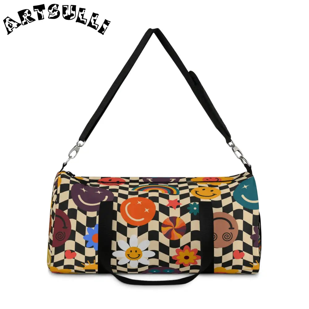 Trippy x Wavy Checkerboard Duffel Bag, Artsulli - Art is Long, Life is Short, Bags, , , , , , , 