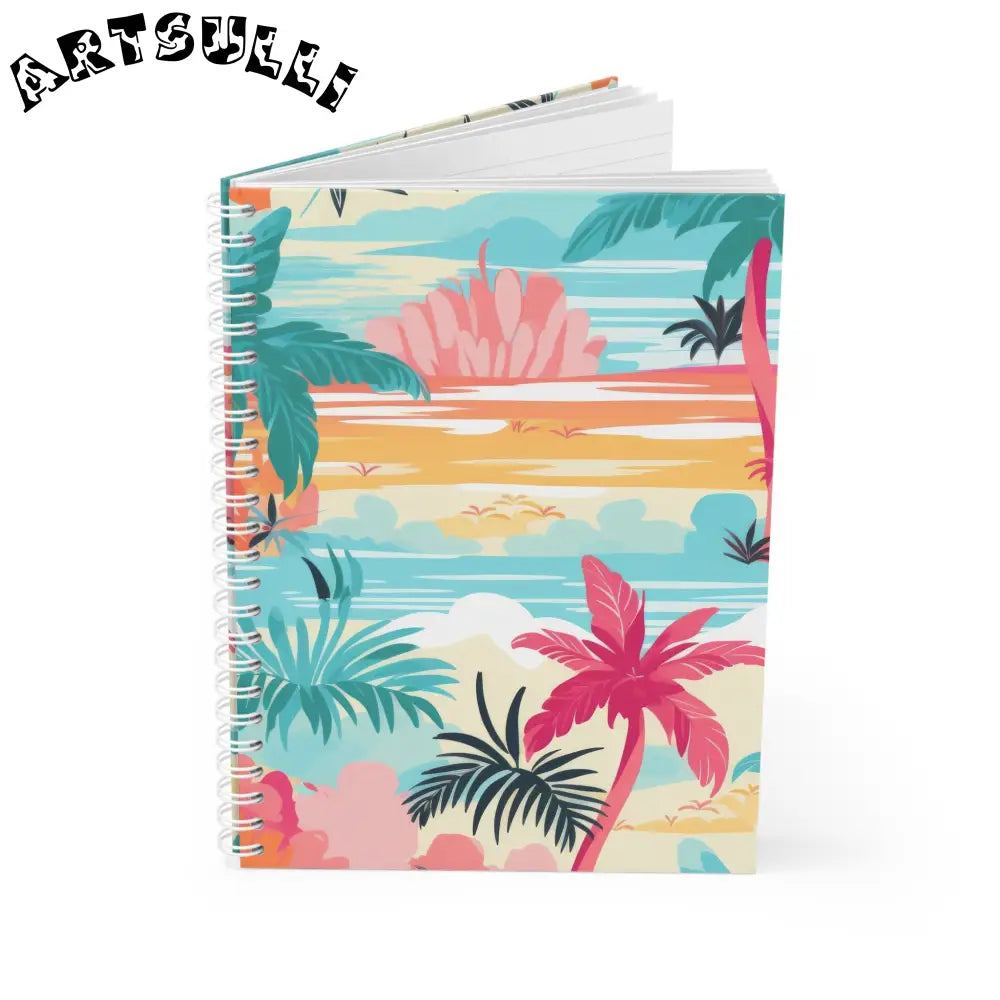 JAKKOUTTHEBXX Tropical Beach Wide Ruled Spiral Notebook 2025