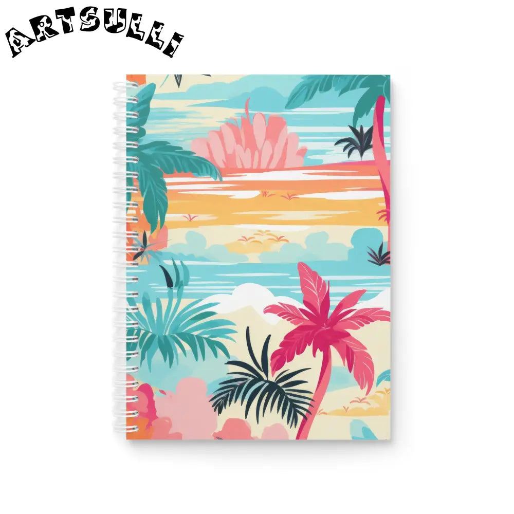 JAKKOUTTHEBXX Tropical Beach Wide Ruled Spiral Notebook 2025