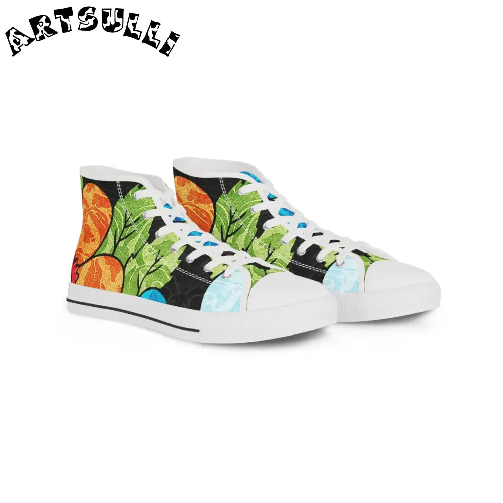 Tropical Breathable Polyester Canvas High Tops, Artsulli - Art is Long, Life is Short, Shoes, Size, US 5, Color, White sole, , , 21527002600769978597