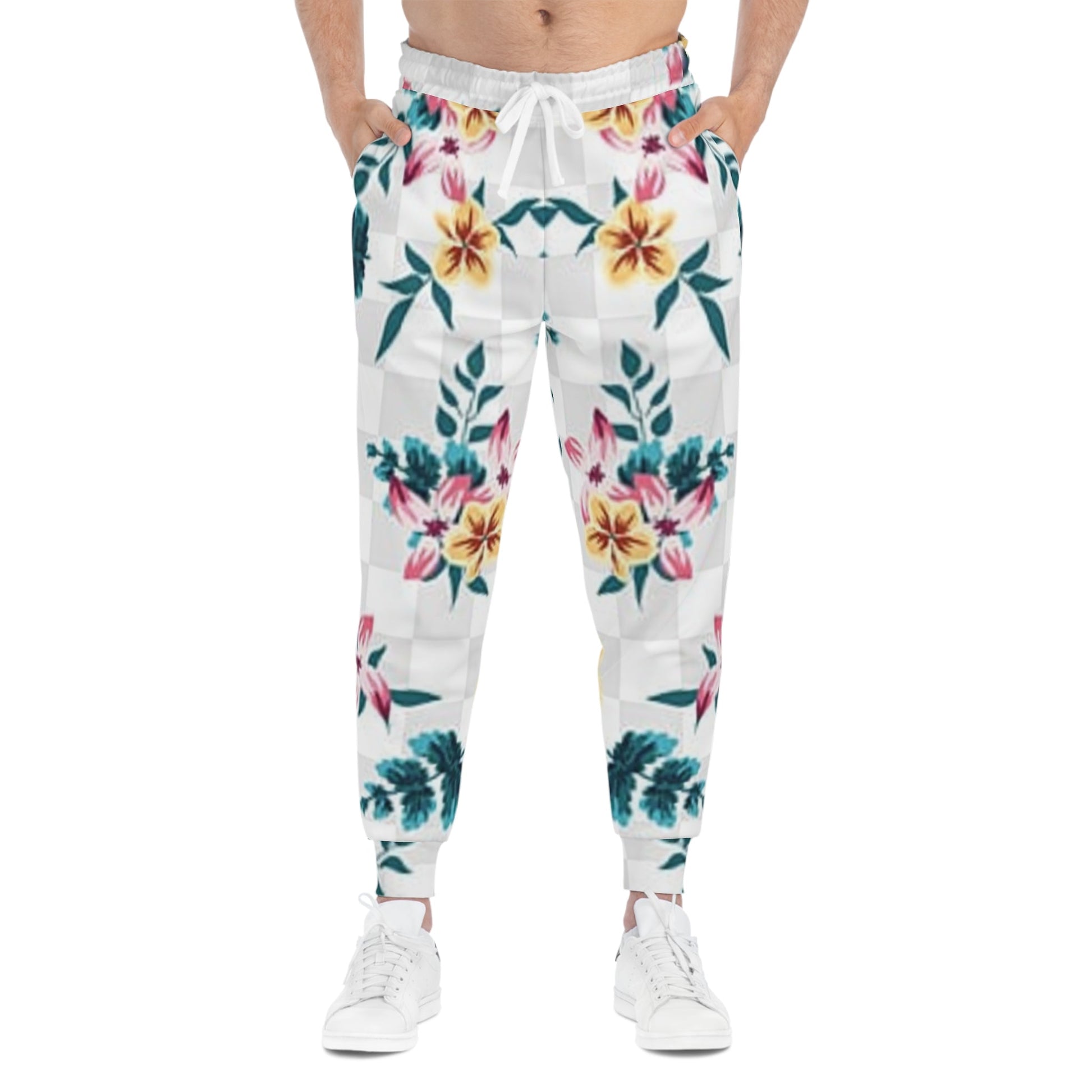 Tropical Floral Checkerboard Joggers, Artsulli - Art is Long, Life is Short, All Over Prints, , , , , , , 