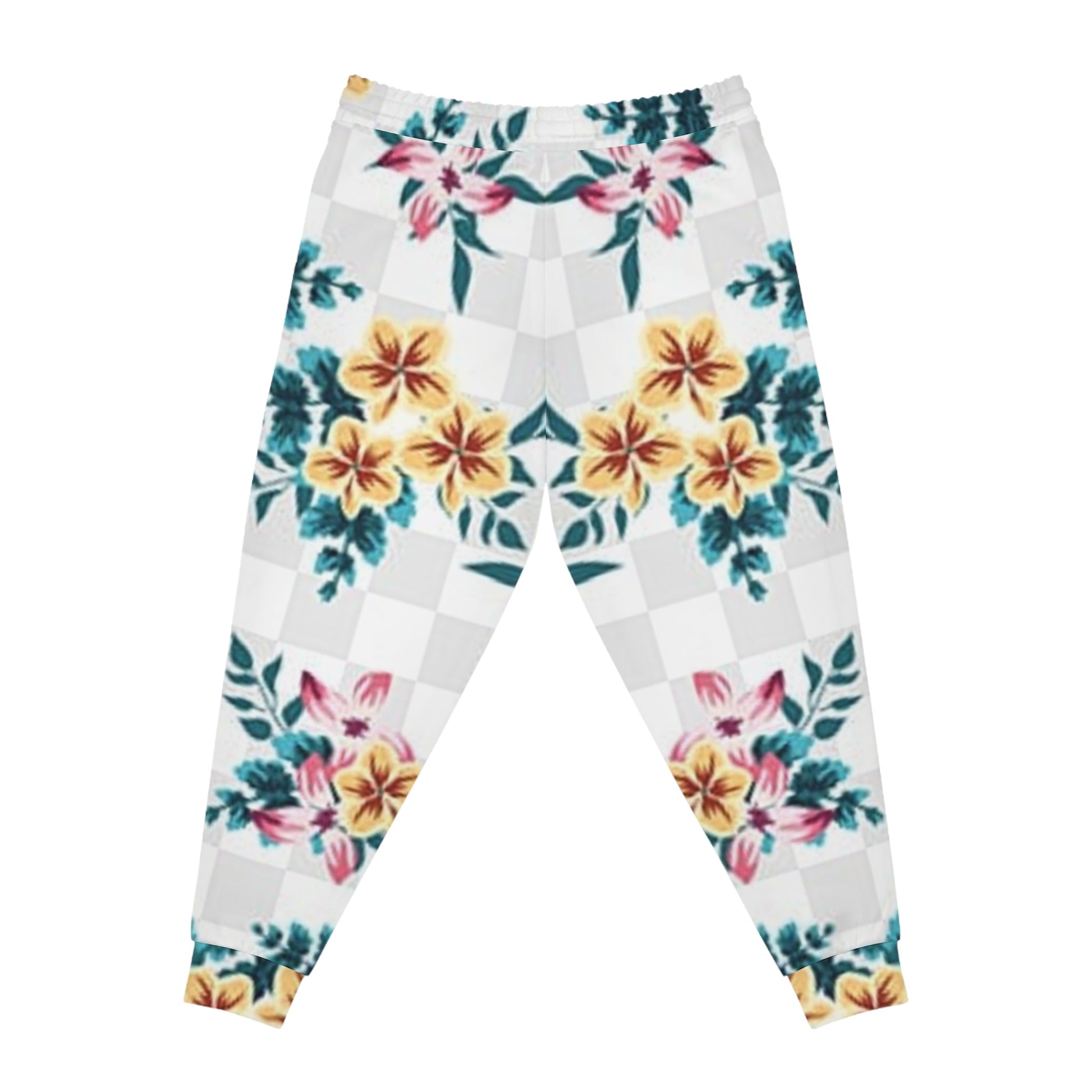 Tropical Floral Checkerboard Joggers, Artsulli - Art is Long, Life is Short, All Over Prints, , , , , , , 