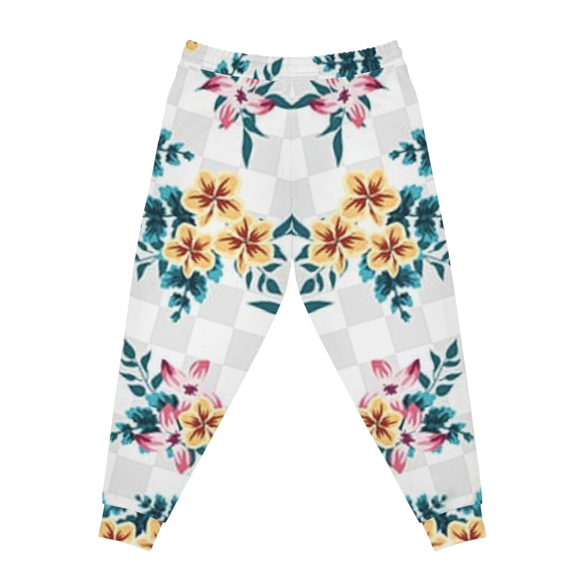Tropical Floral Checkerboard Joggers, Artsulli - Art is Long, Life is Short, All Over Prints, , , , , , , 