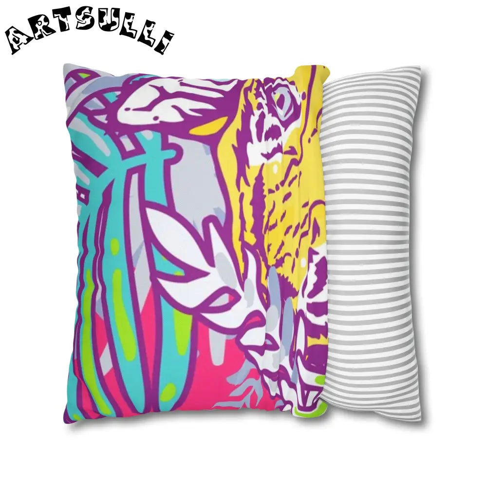 JAKKOUTTHEBXX Tropical Floral Tigers Throw Pillowcase 2025