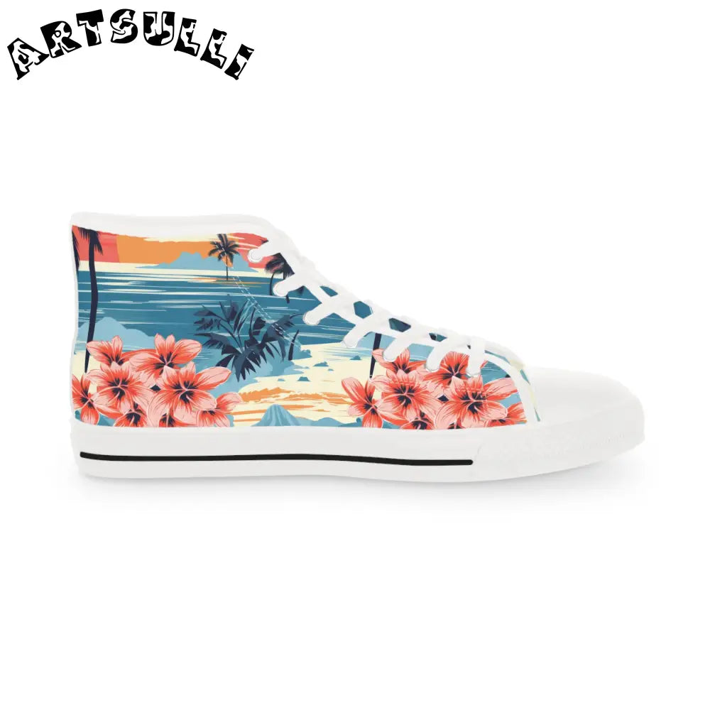 Tropical High Tops in Breathable Polyester Canvas, Artsulli - Art is Long, Life is Short, Shoes, , , , , , , 
