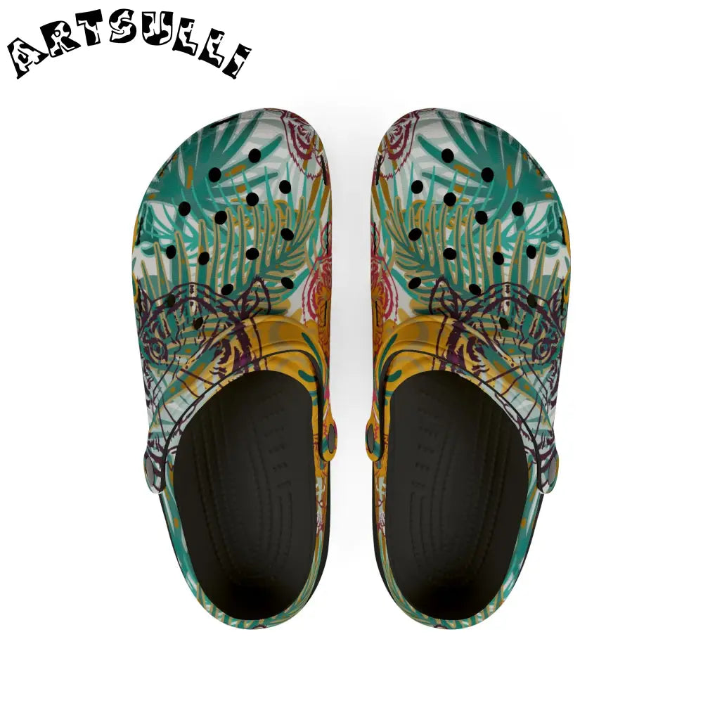 Tropical Jungle Tigers EVA Foam Clogs, Artsulli - Art is Long, Life is Short, Shoes, Size, US 6 (Women's), Color, Black, , , 14753280727492