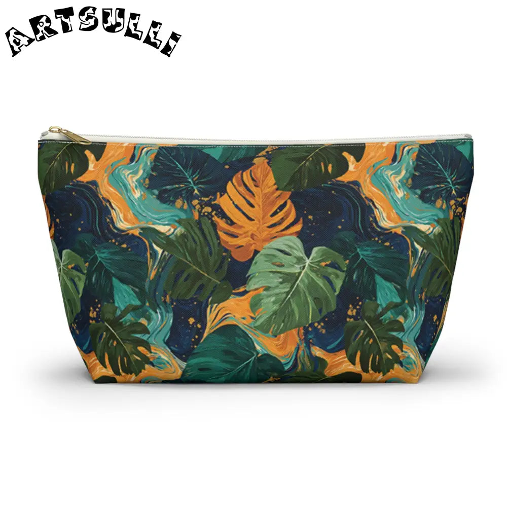 Tropical Leaf Cosmetic Bag, Artsulli - Art is Long, Life is Short, Bags, Size, Large, Color, White zipper, , , 92416993026240202623