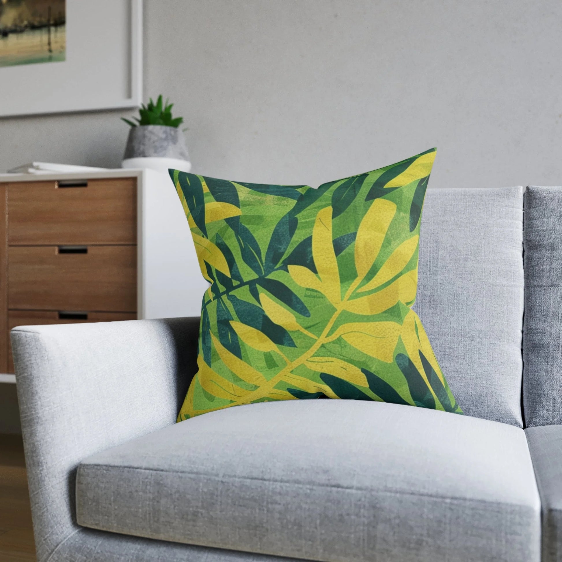 Tropical Leaf Faux Suede Square Pillow, Artsulli - Art is Long, Life is Short, Home Decor, , , , , , , 