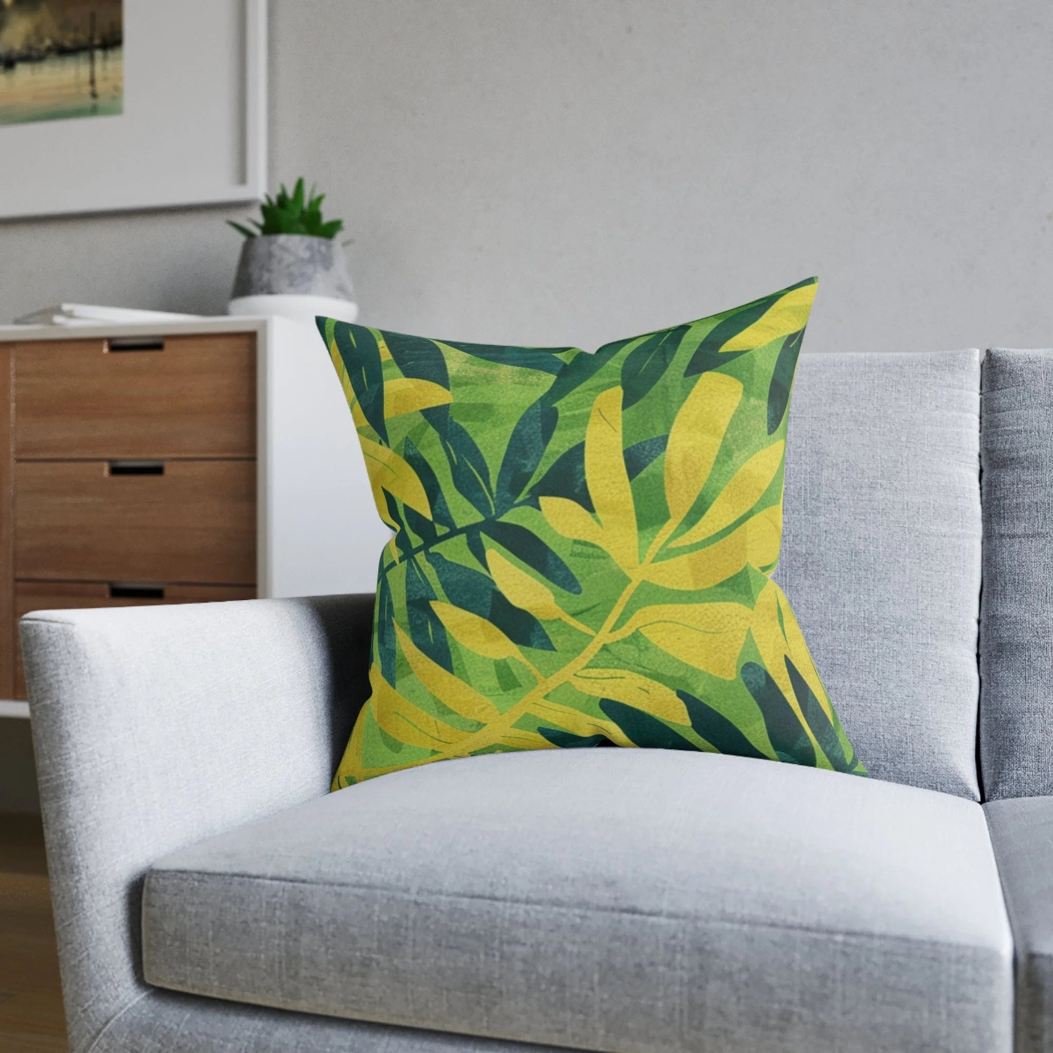Tropical Leaf Faux Suede Square Pillow, Artsulli - Art is Long, Life is Short, Home Decor, , , , , , , 