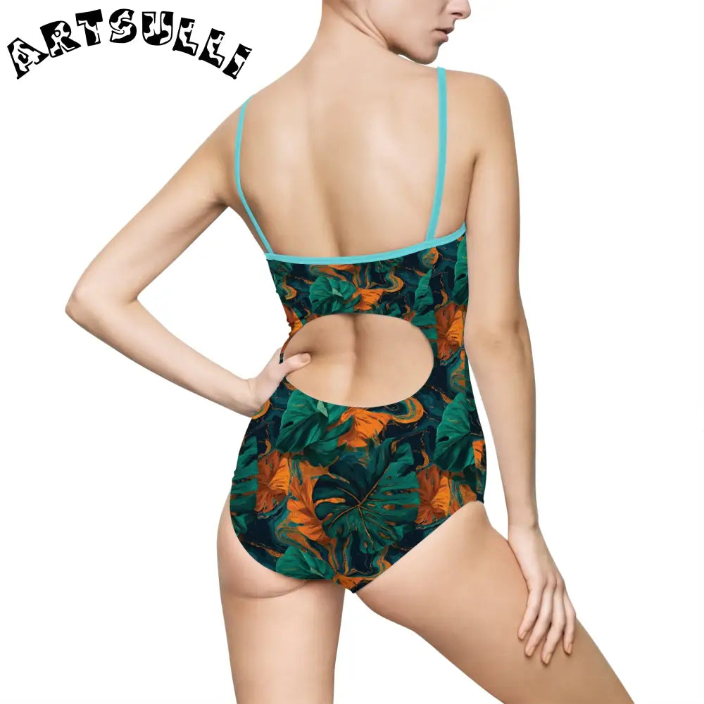Tropical Leaf One-Piece Swimsuit, Artsulli - Art is Long, Life is Short, All Over Prints, , , , , , , 