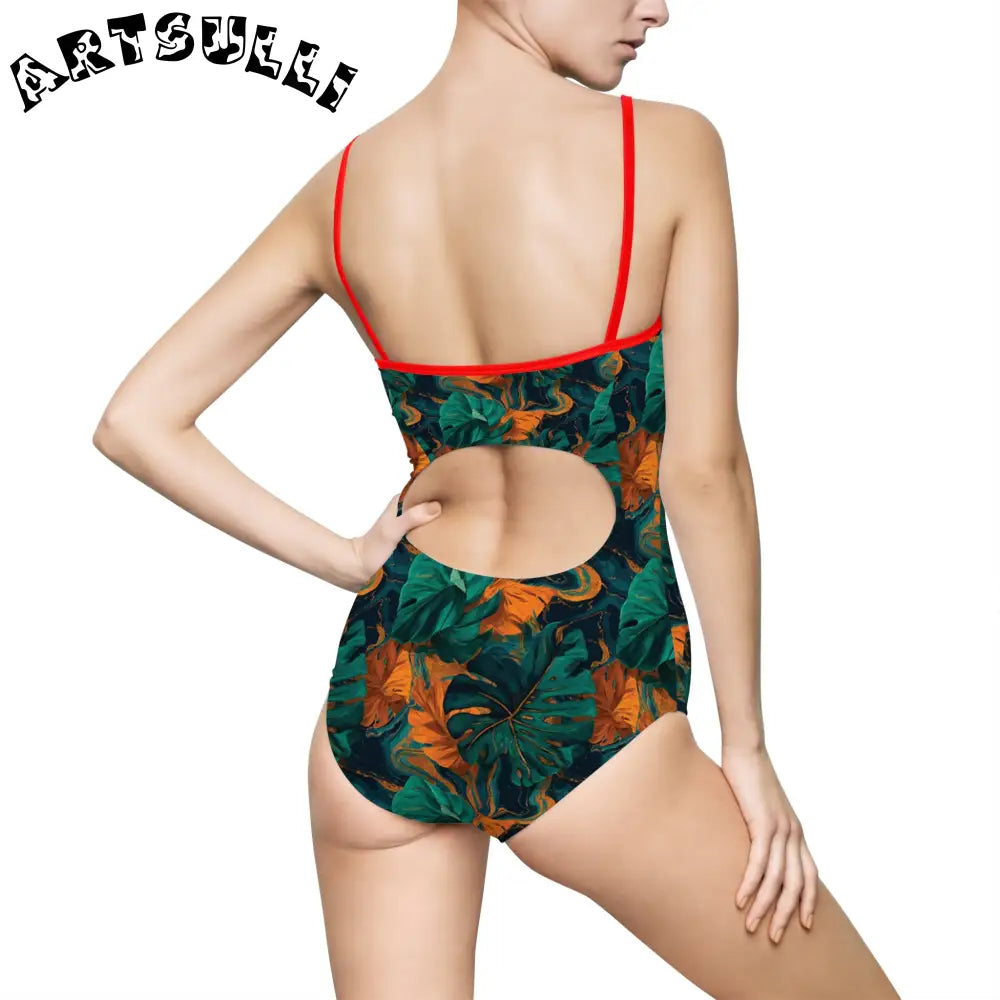 Tropical Leaf One-Piece Swimsuit, Artsulli - Art is Long, Life is Short, All Over Prints, , , , , , , 