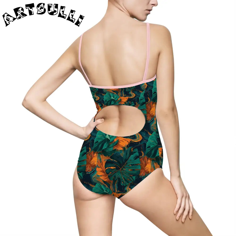 Tropical Leaf One-Piece Swimsuit, Artsulli - Art is Long, Life is Short, All Over Prints, , , , , , , 