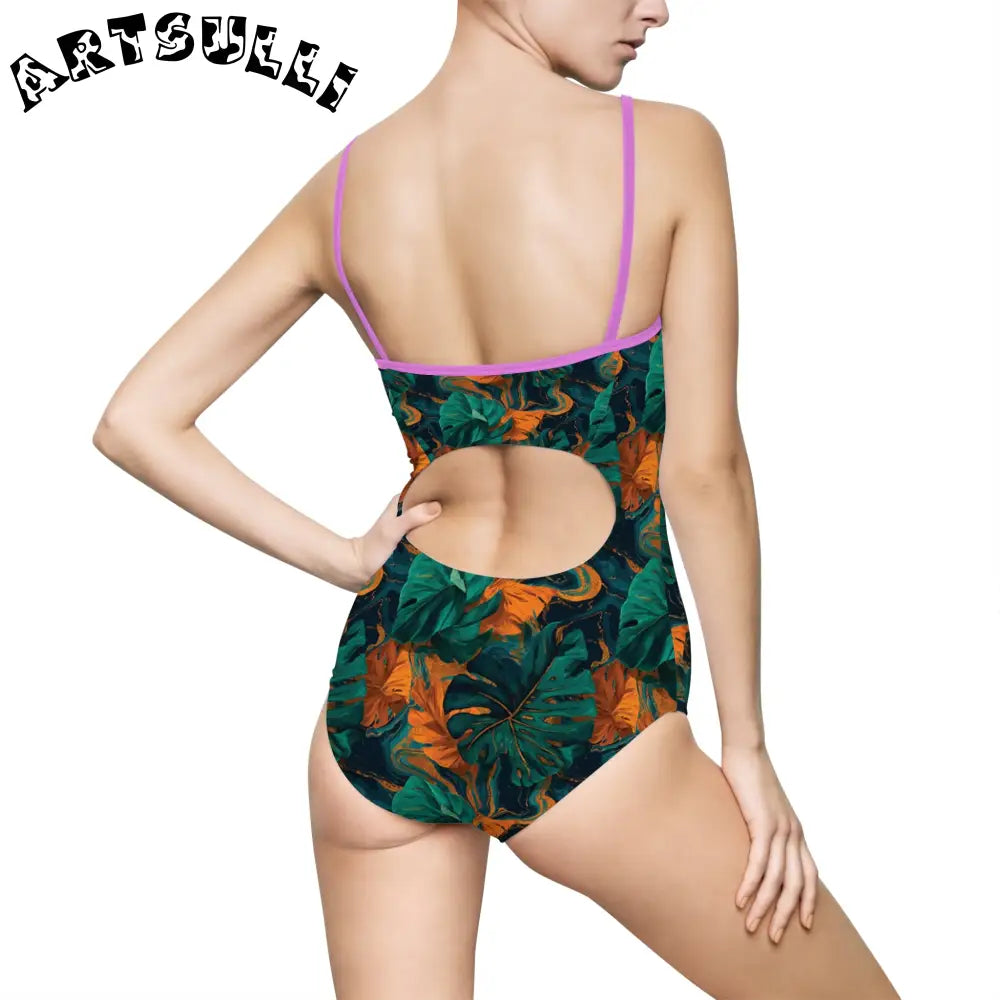 Tropical Leaf One-Piece Swimsuit, Artsulli - Art is Long, Life is Short, All Over Prints, , , , , , , 