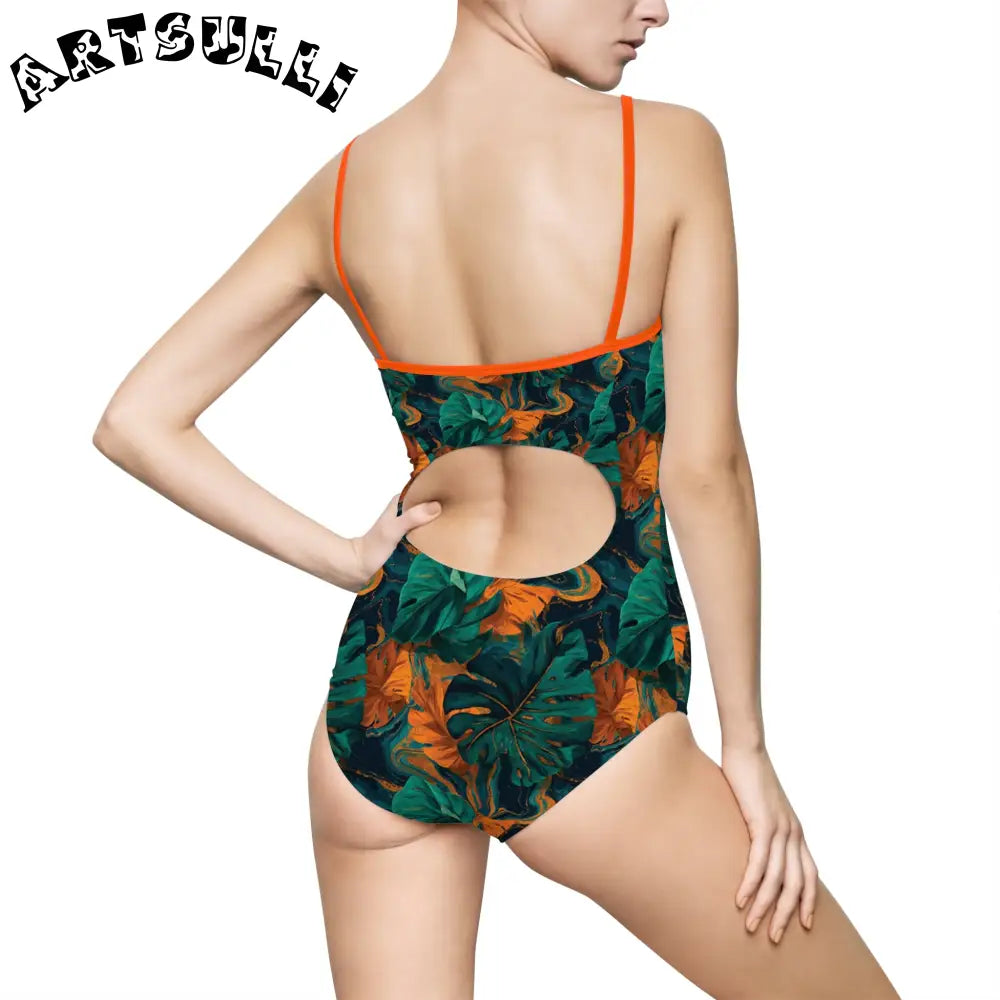 Tropical Leaf One-Piece Swimsuit, Artsulli - Art is Long, Life is Short, All Over Prints, , , , , , , 