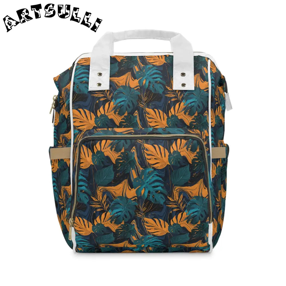 Tropical Leaf Print Diaper Backpack, Artsulli - Art is Long, Life is Short, Bags, Size, 15.0" × 10.8" × 6.7'', , , , , 27884260012678659073