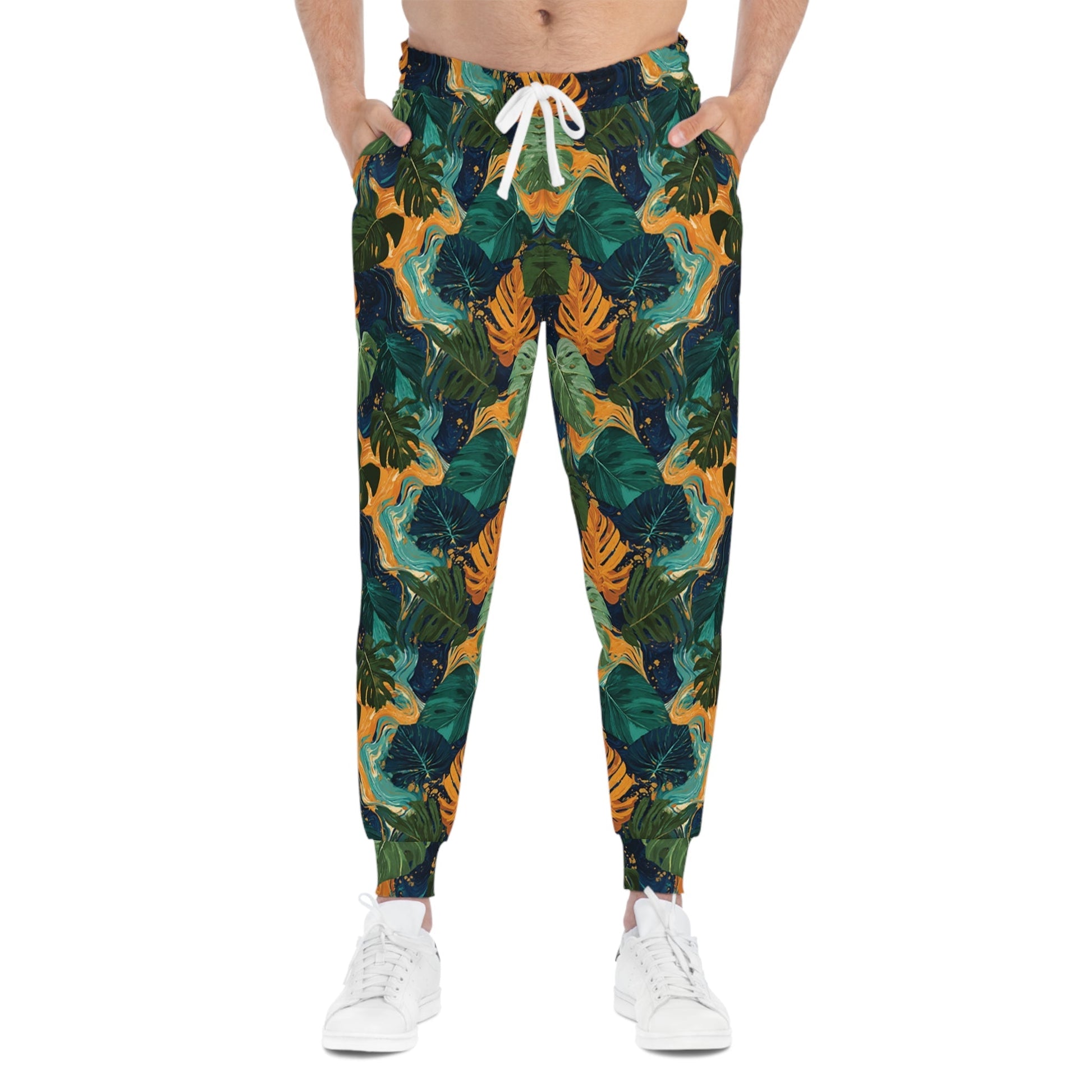 Tropical Leaf Print Joggers, Artsulli - Art is Long, Life is Short, All Over Prints, , , , , , , 