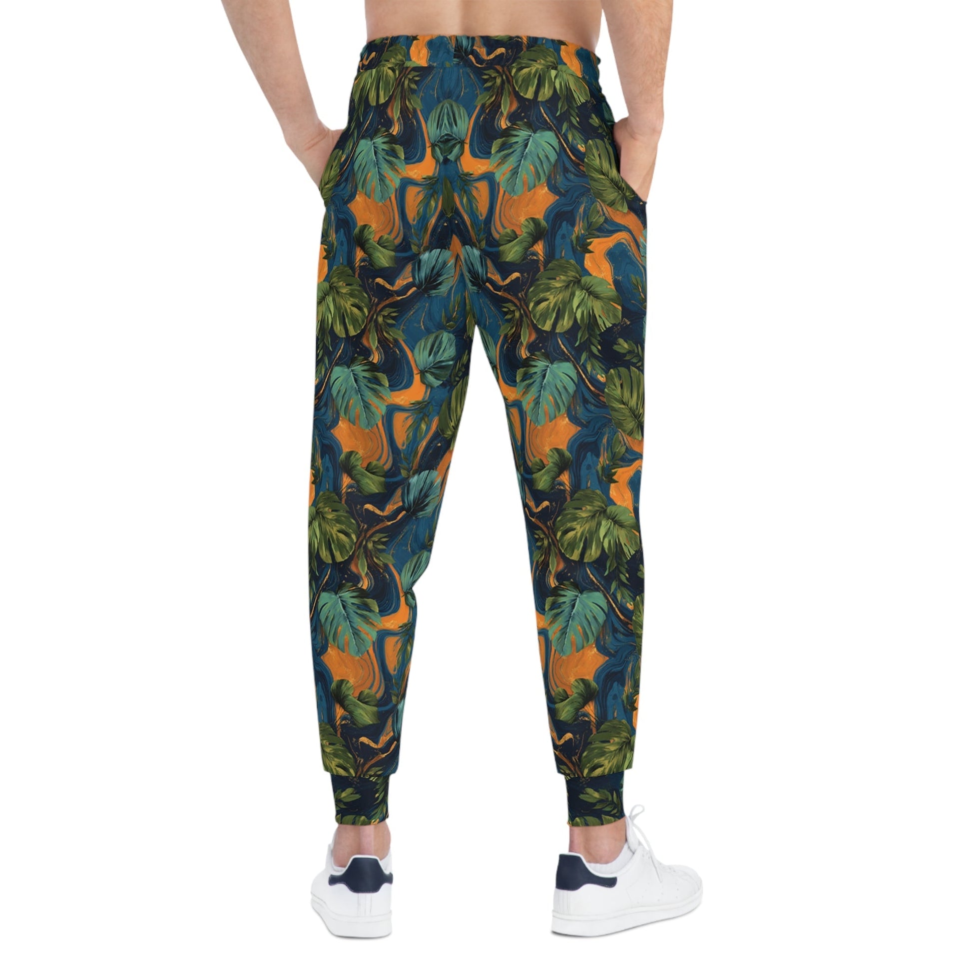 Tropical Leaf Print Joggers, Artsulli - Art is Long, Life is Short, All Over Prints, , , , , , , 