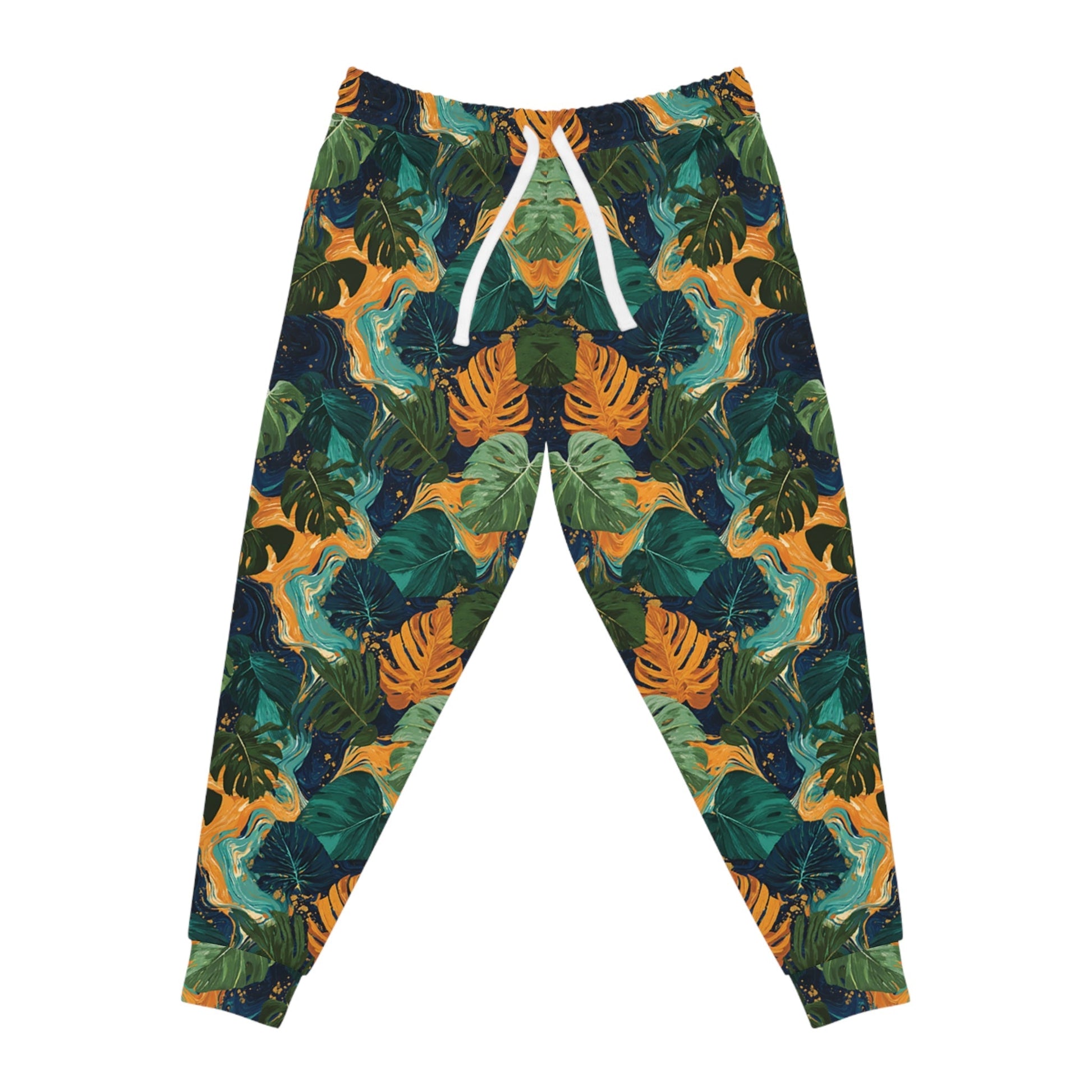 Tropical Leaf Print Joggers, Artsulli - Art is Long, Life is Short, All Over Prints, Size, S, Color, Seam thread color automatically matched to design, , , 90411230480030101054