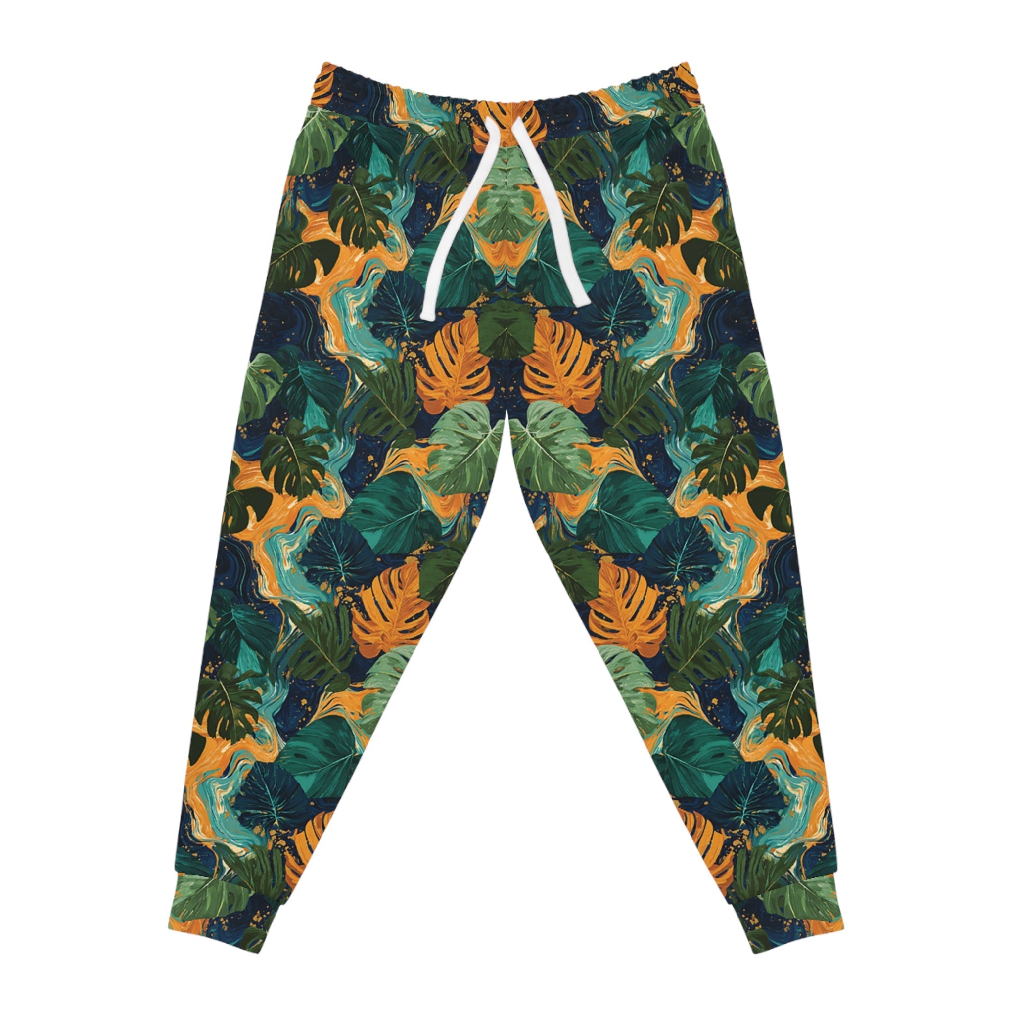 Tropical Leaf Print Joggers, Artsulli - Art is Long, Life is Short, All Over Prints, Size, S, Color, Seam thread color automatically matched to design, , , 90411230480030101054