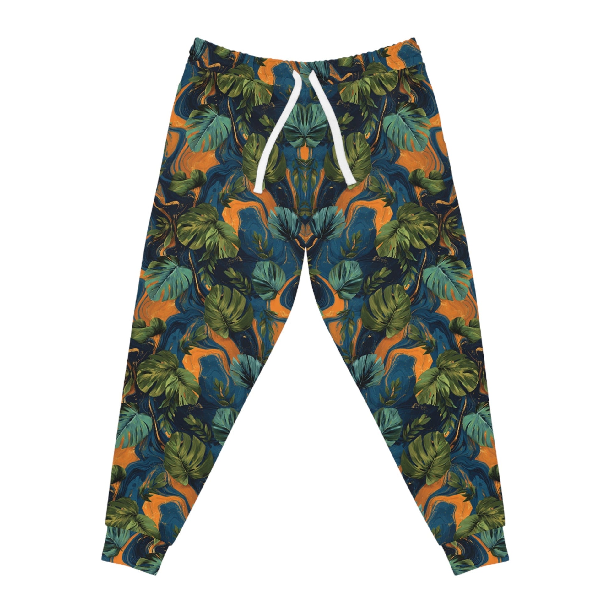 Tropical Leaf Print Joggers, Artsulli - Art is Long, Life is Short, All Over Prints, Size, S, Color, Seam thread color automatically matched to design, , , 89847266166370053902