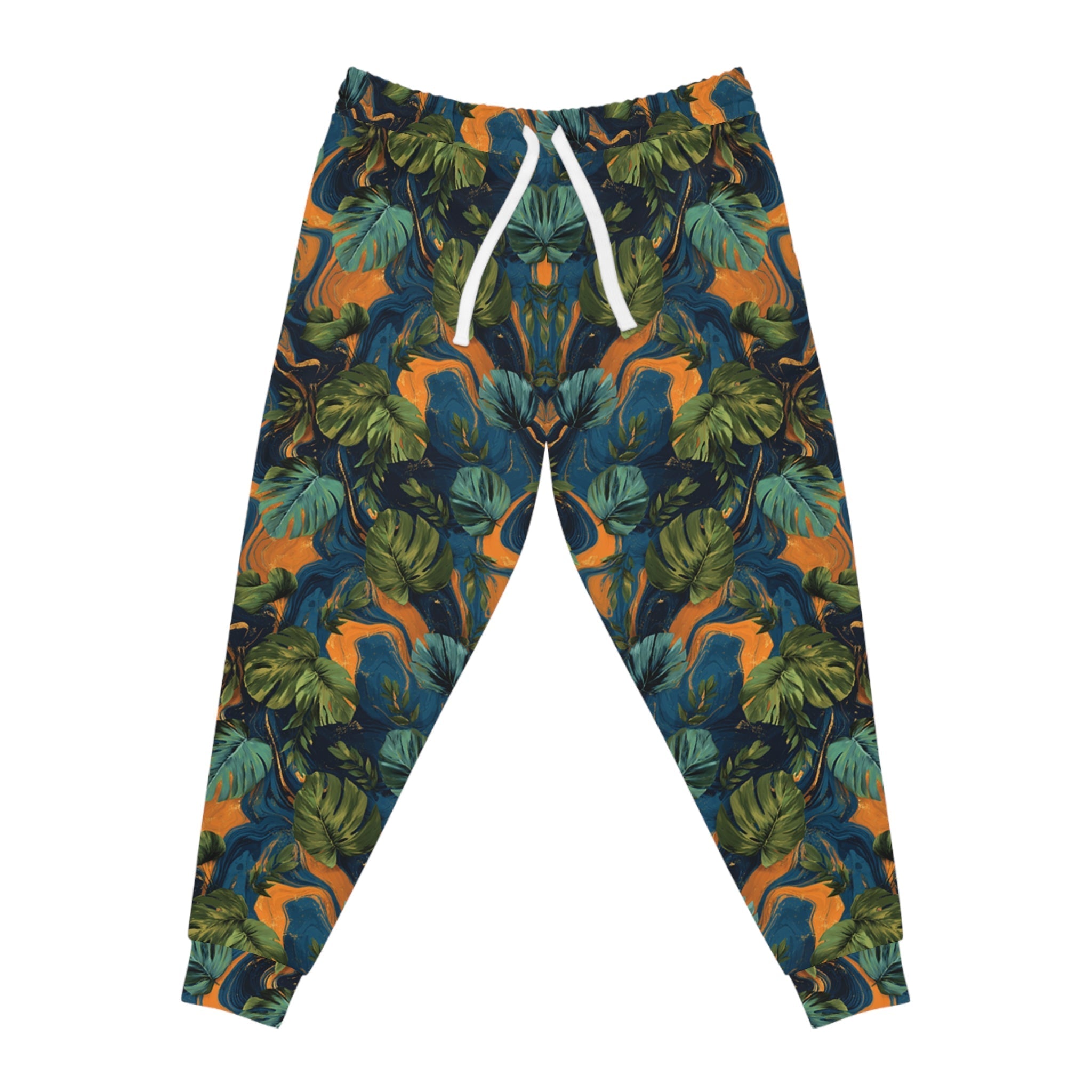 Tropical Leaf Print Joggers, Artsulli - Art is Long, Life is Short, All Over Prints, Size, S, Color, Seam thread color automatically matched to design, , , 89847266166370053902