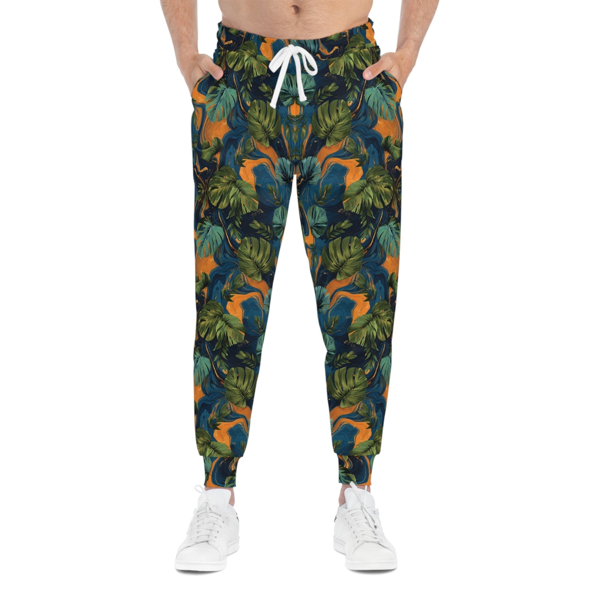 Tropical Leaf Print Joggers, Artsulli - Art is Long, Life is Short, All Over Prints, , , , , , , 