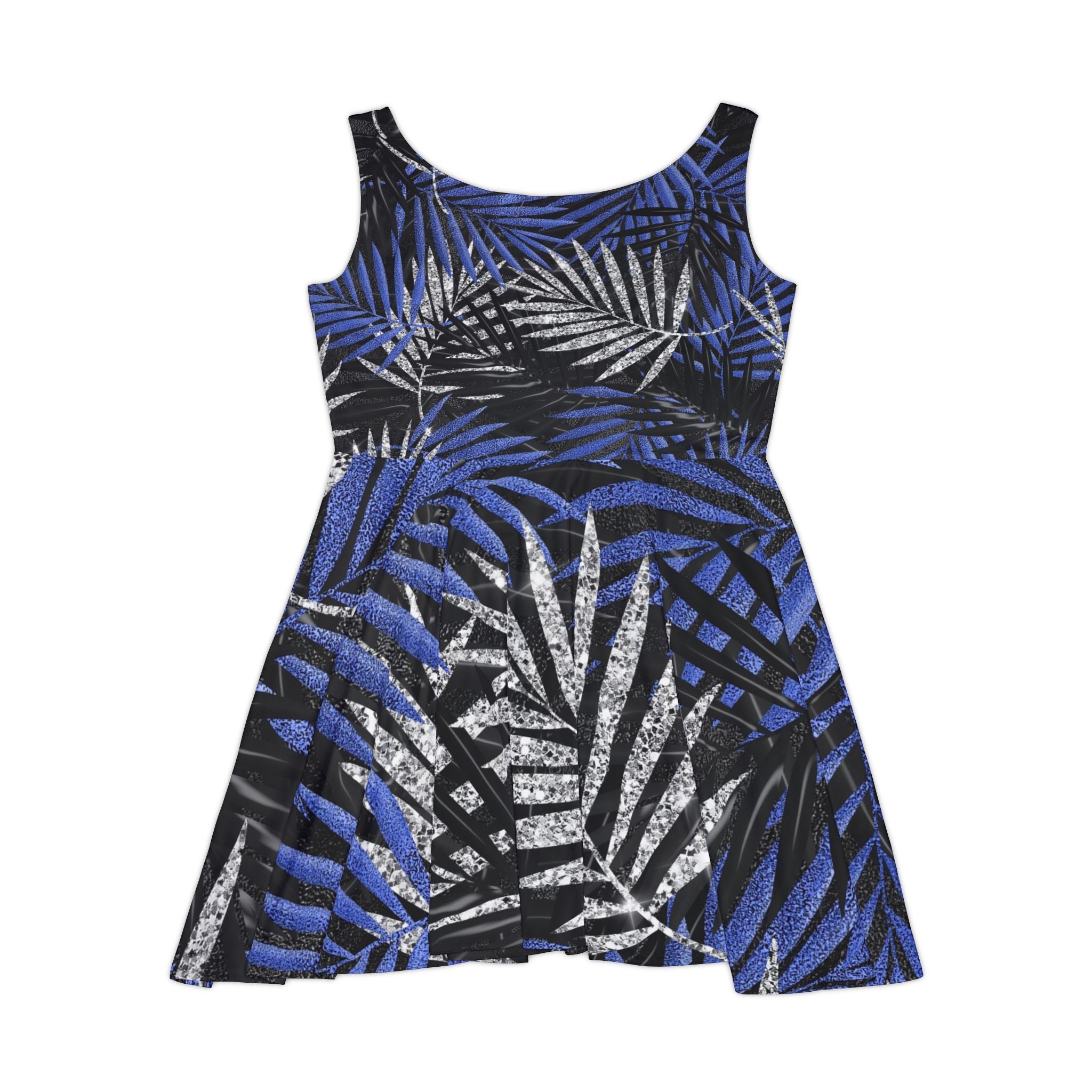 Tropical Leaf Print Skater Dress, Artsulli - Art is Long, Life is Short, All Over Prints, , , , , , , 
