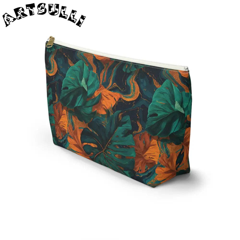 Tropical Leaf Print Zippered Pouch, Artsulli - Art is Long, Life is Short, Bags, , , , , , , 