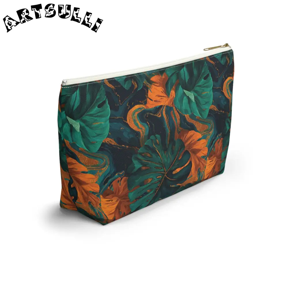 Tropical Leaf Print Zippered Pouch, Artsulli - Art is Long, Life is Short, Bags, , , , , , , 