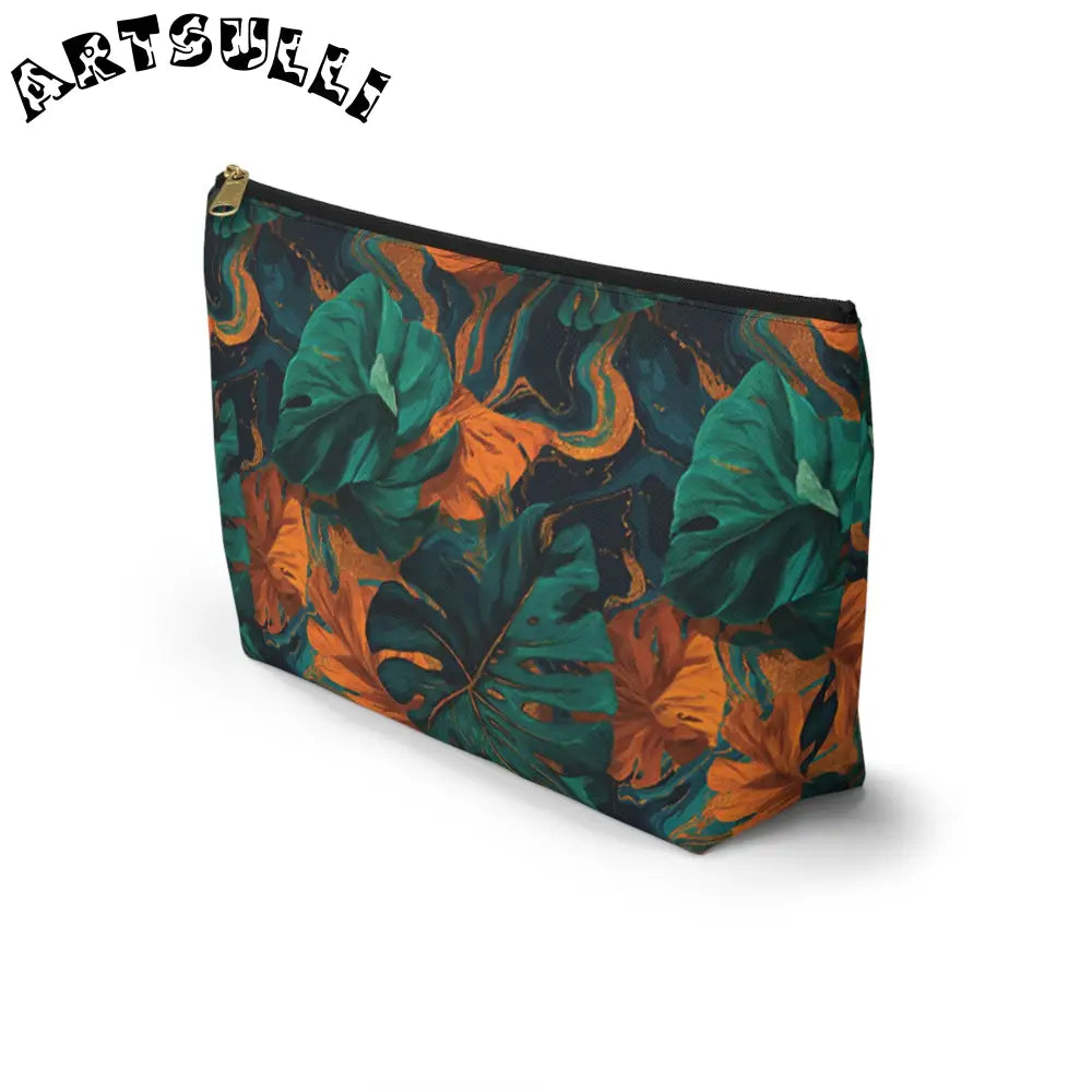 Tropical Leaf Print Zippered Pouch, Artsulli - Art is Long, Life is Short, Bags, , , , , , , 