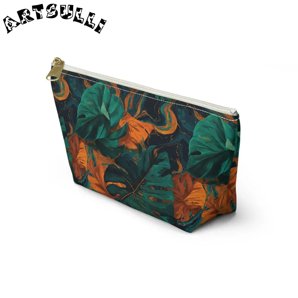 Tropical Leaf Print Zippered Pouch, Artsulli - Art is Long, Life is Short, Bags, , , , , , , 