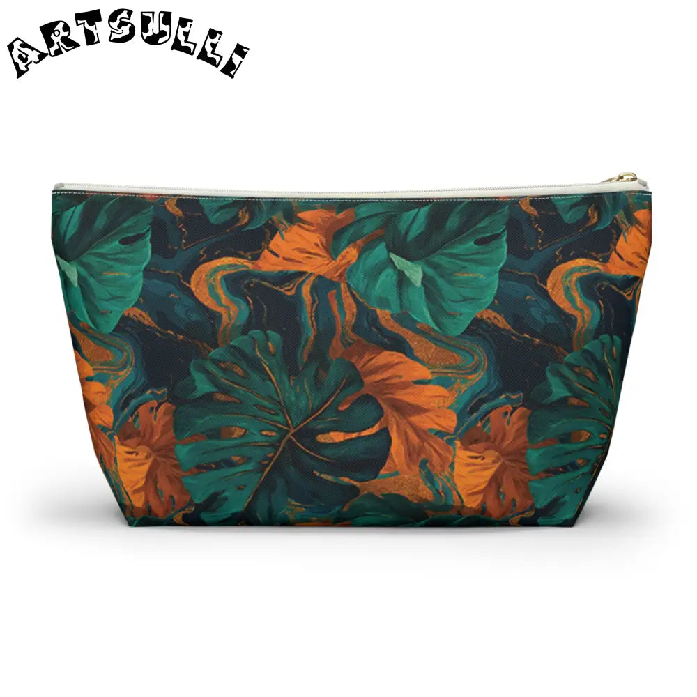 Tropical Leaf Print Zippered Pouch, Artsulli - Art is Long, Life is Short, Bags, , , , , , , 