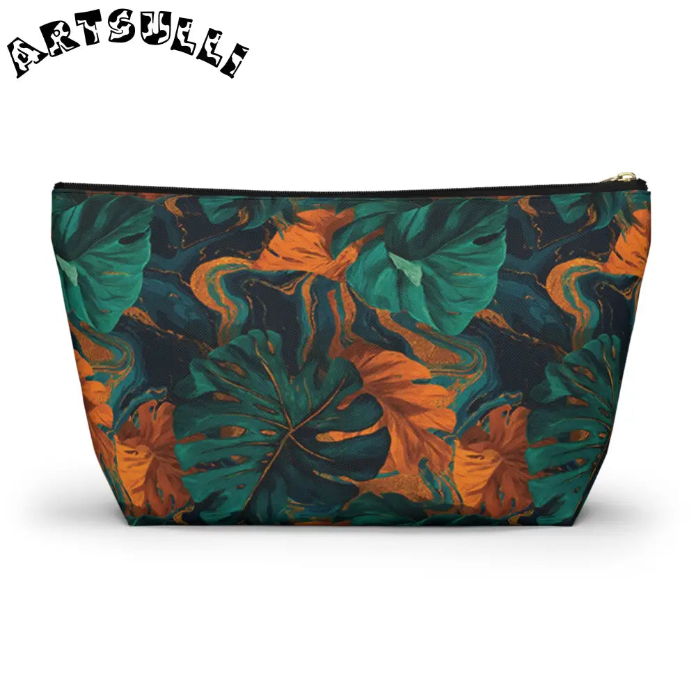 Tropical Leaf Print Zippered Pouch, Artsulli - Art is Long, Life is Short, Bags, , , , , , , 