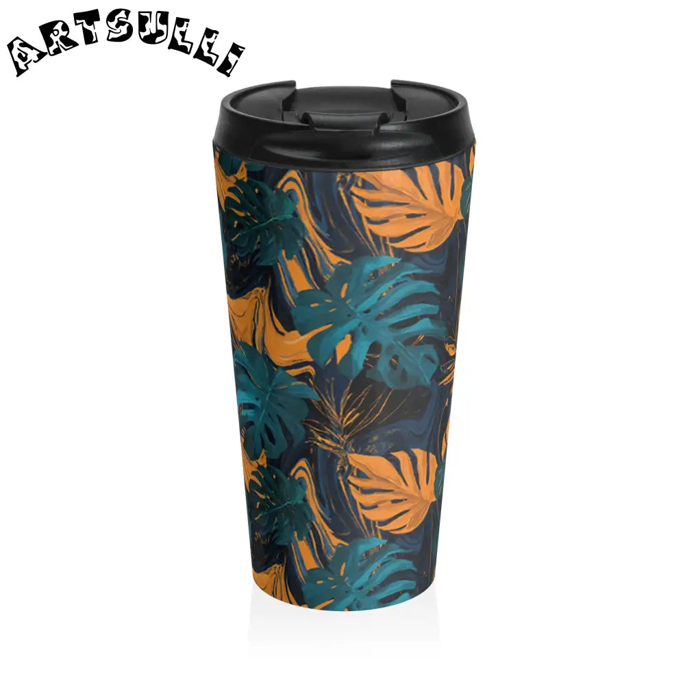 Tropical Leaf Stainless Steel Travel Mug, Artsulli - Art is Long, Life is Short, Mug, Size, 15oz, , , , , 17852928852177040489