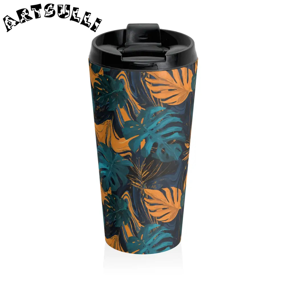 Tropical Leaf Stainless Steel Travel Mug, Artsulli - Art is Long, Life is Short, Mug, , , , , , , 