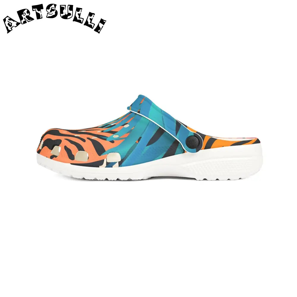Tropical Leaves x Zebra EVA Foam Clogs, Artsulli - Art is Long, Life is Short, Shoes, , , , , , , 