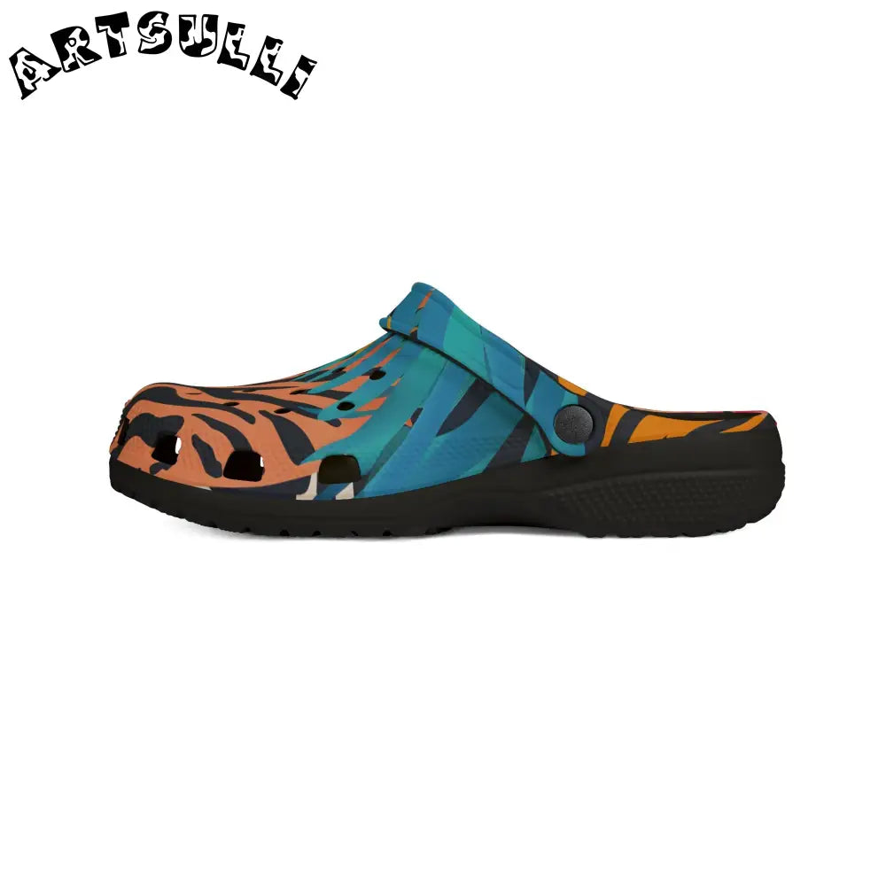 Tropical Leaves x Zebra EVA Foam Clogs, Artsulli - Art is Long, Life is Short, Shoes, , , , , , , 